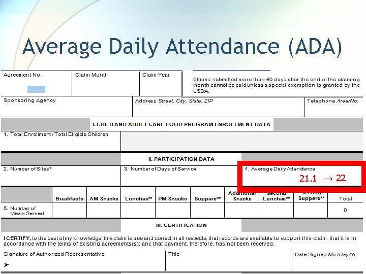 Average Daily Attendance (ADA) 21. 1 22 