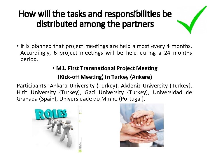 How will the tasks and responsibilities be distributed among the partners • It is