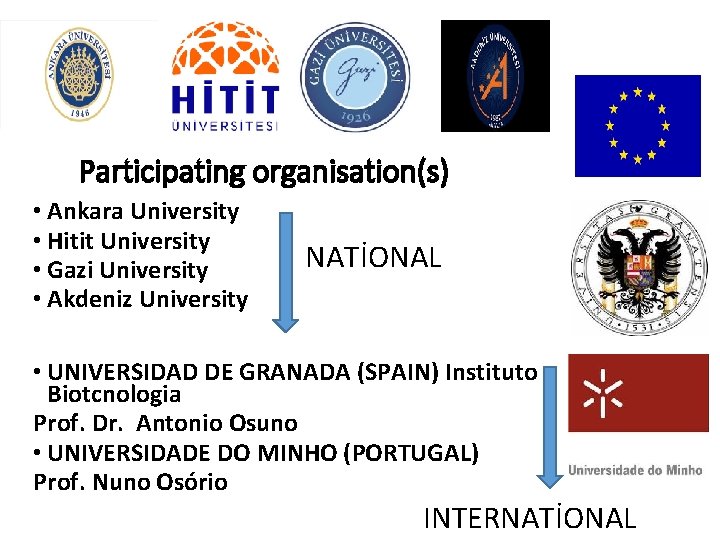 Participating organisation(s) • Ankara University • Hitit University • Gazi University • Akdeniz University