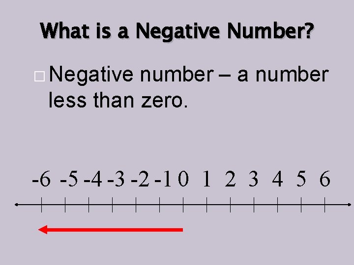 What is a Negative Number? � Negative number – a number less than zero.