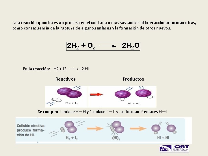 Una reacción química es un proceso en el cual una o mas sustancias al