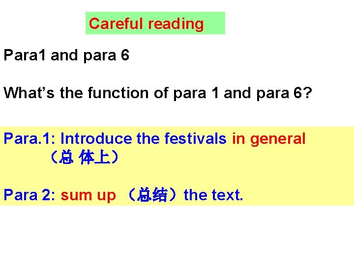 Careful reading Para 1 and para 6 What’s the function of para 1 and