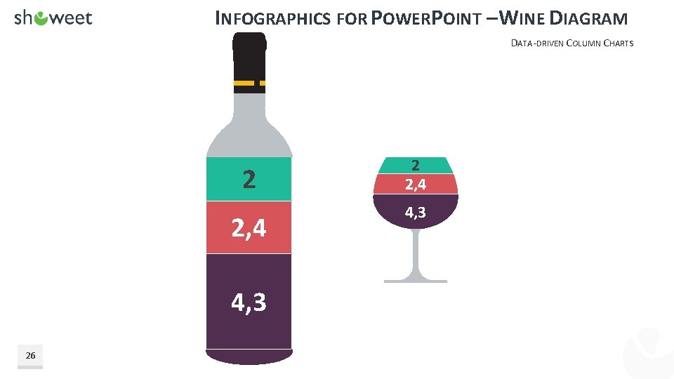 INFOGRAPHICS FOR POWERPOINT – WINE DIAGRAM DATA-DRIVEN COLUMN CHARTS 2 2, 4 4, 3