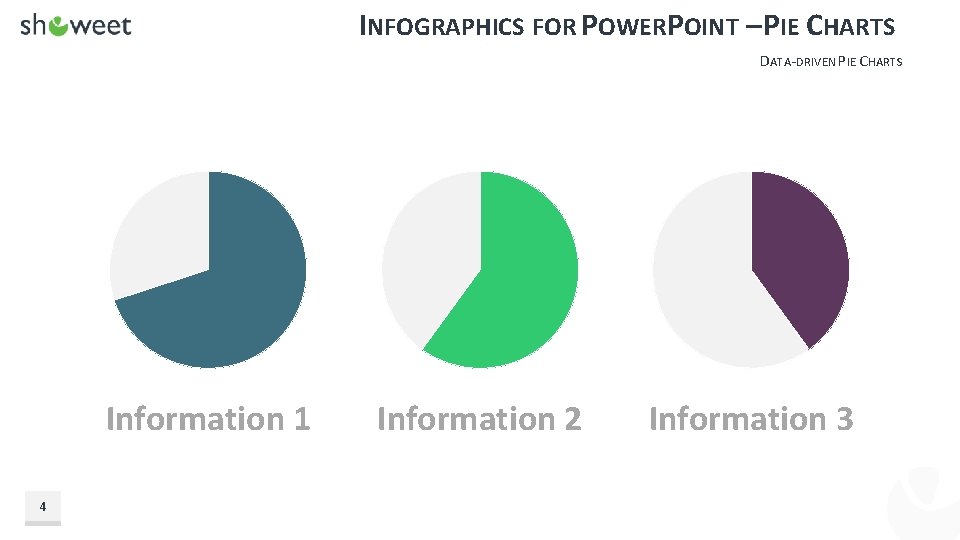 INFOGRAPHICS FOR POWERPOINT – PIE CHARTS DATA-DRIVEN PIE CHARTS Information 1 4 Information 2