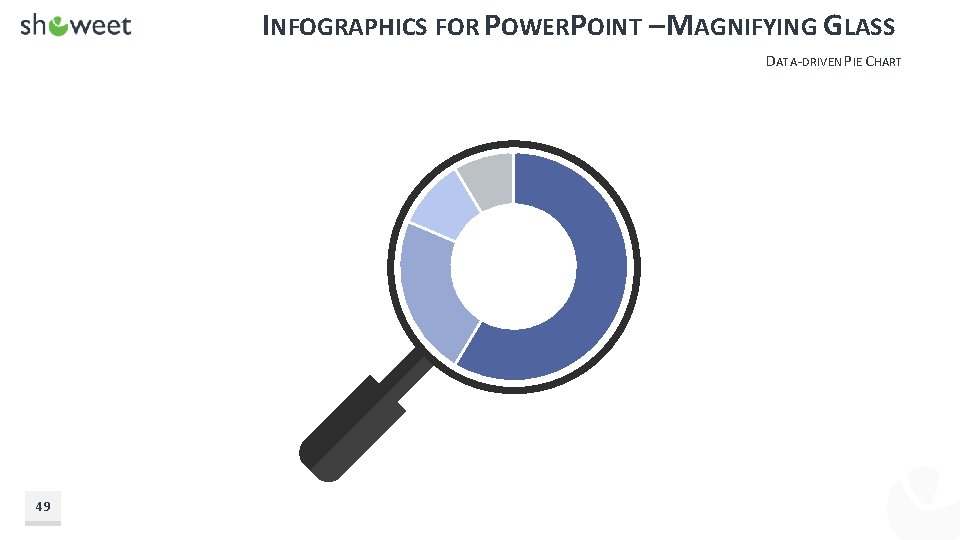 INFOGRAPHICS FOR POWERPOINT – MAGNIFYING GLASS DATA-DRIVEN PIE CHART 49 