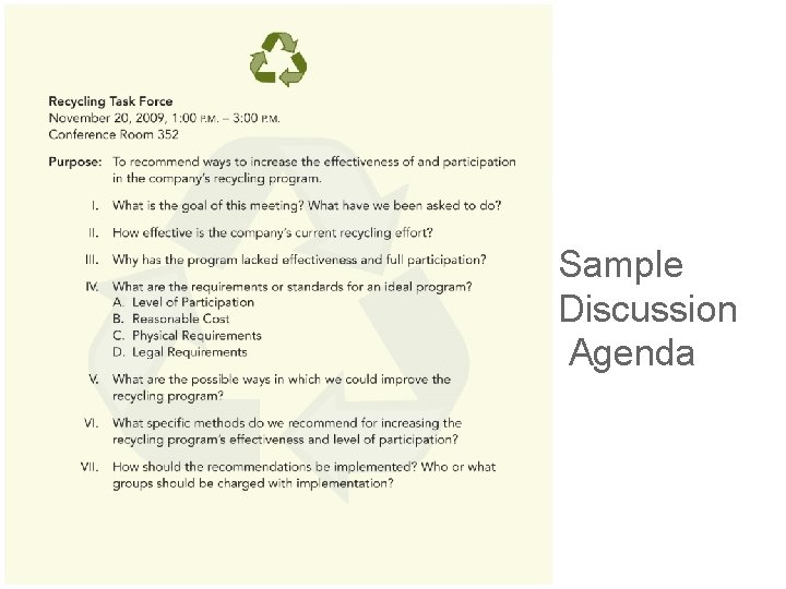 Sample Discussion Agenda 