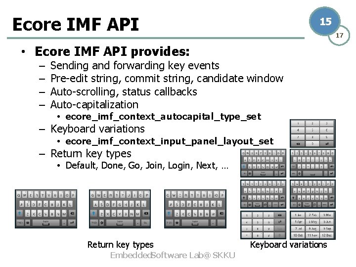 Ecore IMF API 15 17 • Ecore IMF API provides: – – Sending and