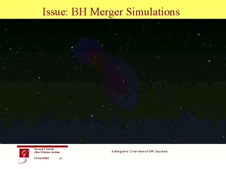 Issue: BH Merger Simulations • Improving all the time: – – – More stable