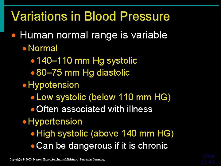 Variations in Blood Pressure · Human normal range is variable · Normal · 140–