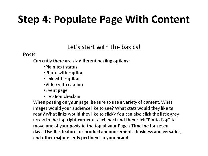 Step 4: Populate Page With Content Posts Let's start with the basics! Currently there