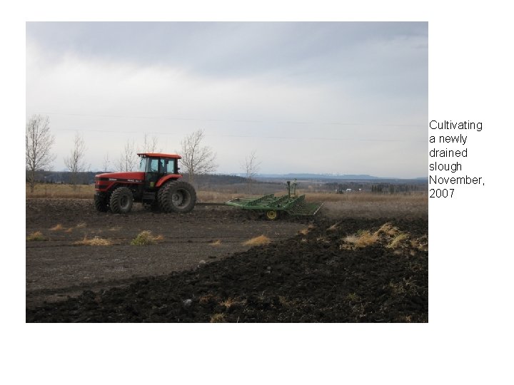 Cultivating a newly drained slough November, 2007 