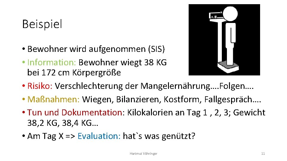 Beispiel • Bewohner wird aufgenommen (SIS) • Information: Bewohner wiegt 38 KG bei 172