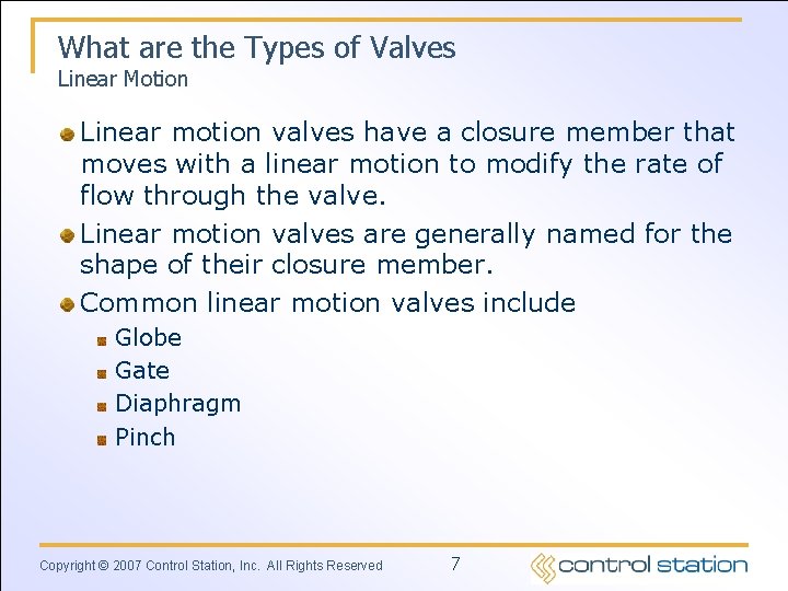 Introduction to Final Control Elements Objectives What What