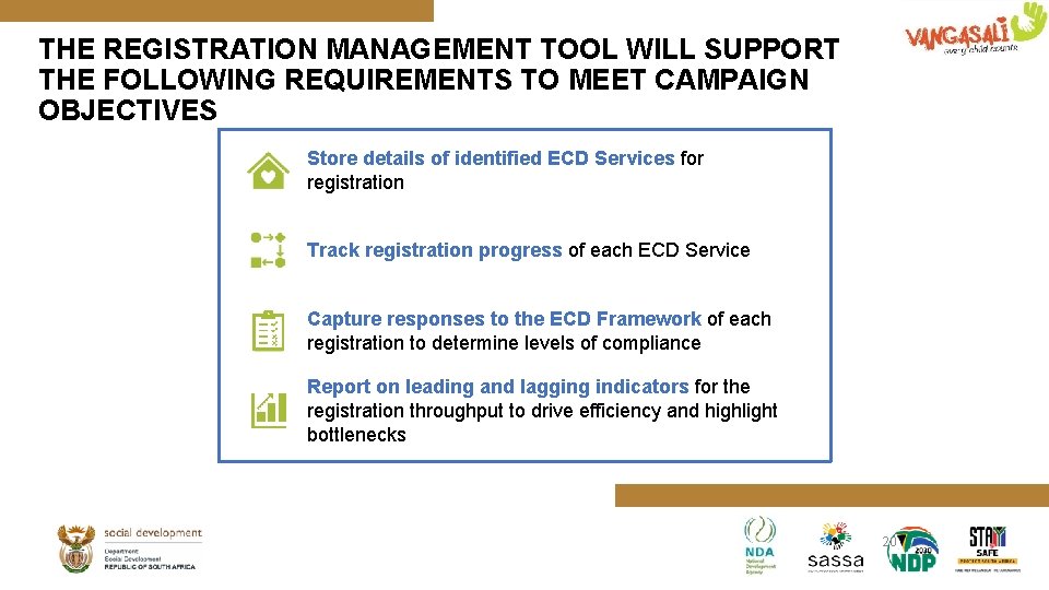 THE REGISTRATION MANAGEMENT TOOL WILL SUPPORT THE FOLLOWING REQUIREMENTS TO MEET CAMPAIGN OBJECTIVES Store