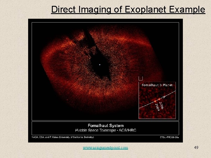 Direct Imaging of Exoplanet Example www. assignmentpoint. com 49 