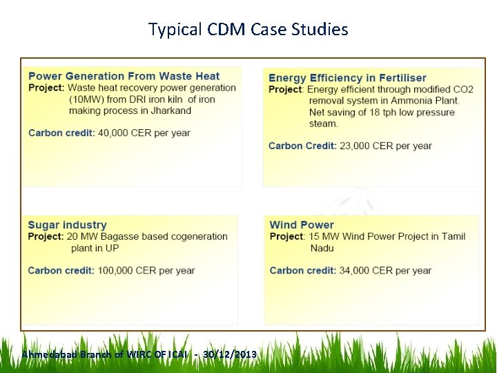 Typical CDM Case Studies Ahmedabad Branch of WIRC OF ICAI - 30/12/2013 