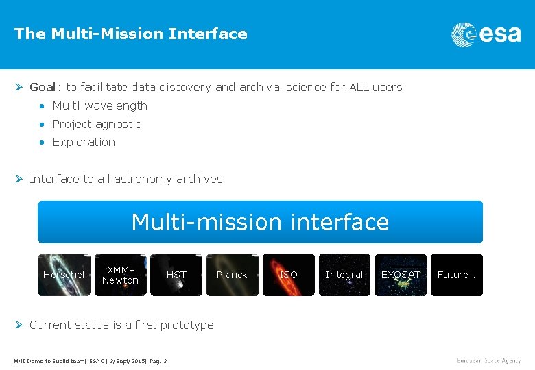 The Multi-Mission Interface Ø Goal: to facilitate data discovery and archival science for ALL