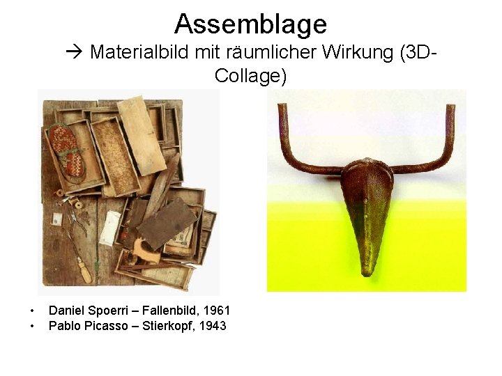 Assemblage Materialbild mit räumlicher Wirkung (3 DCollage) • • Daniel Spoerri – Fallenbild, 1961