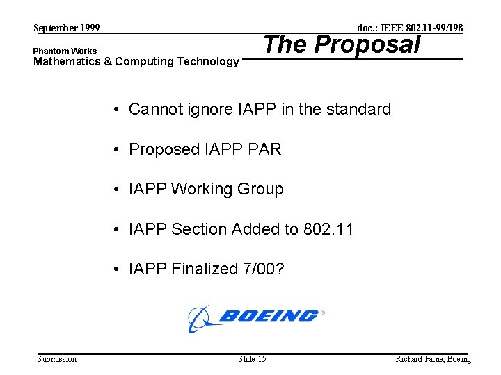 September 1999 Phantom Works doc. : IEEE 802. 11 -99/198 Mathematics & Computing Technology