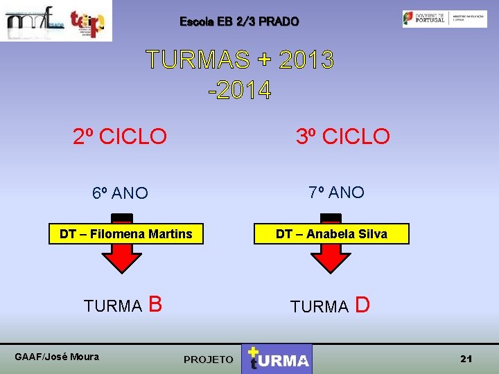 Escola EB 2/3 PRADO TURMAS + 2013 -2014 2º CICLO 3º CICLO 7º ANO