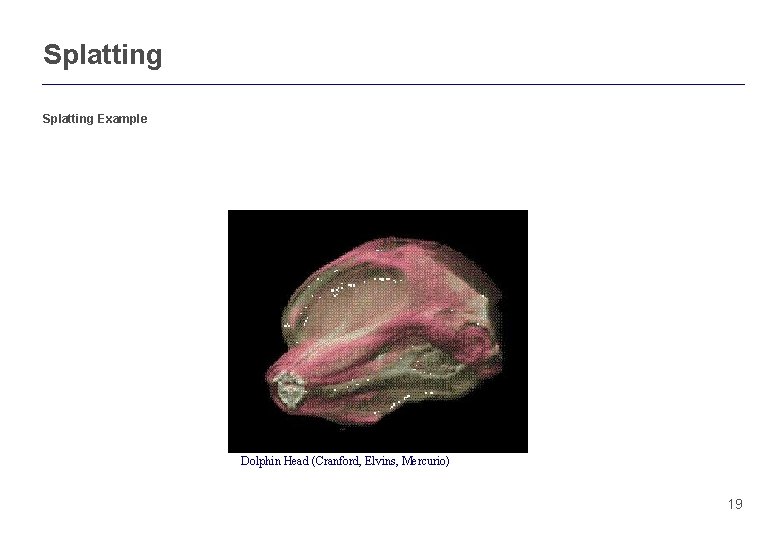 Splatting Example Dolphin Head (Cranford, Elvins, Mercurio) 19 Splatting Example Dolphin Head (Cranford, Elvins, Mercurio) 19