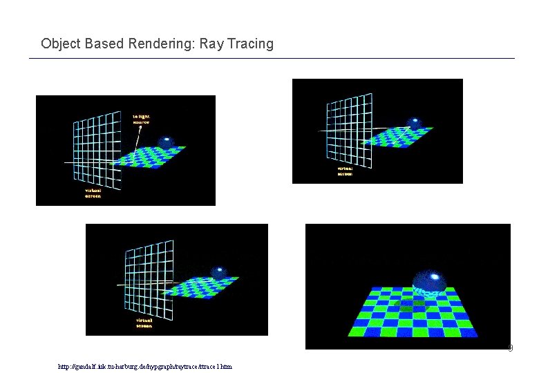 Object Based Rendering: Ray Tracing 9 http: //gandalf. iuk. tu-harburg. de/hypgraph/raytrace/rtrace 1. htm Object Based Rendering: Ray Tracing 9 http: //gandalf. iuk. tu-harburg. de/hypgraph/raytrace/rtrace 1. htm