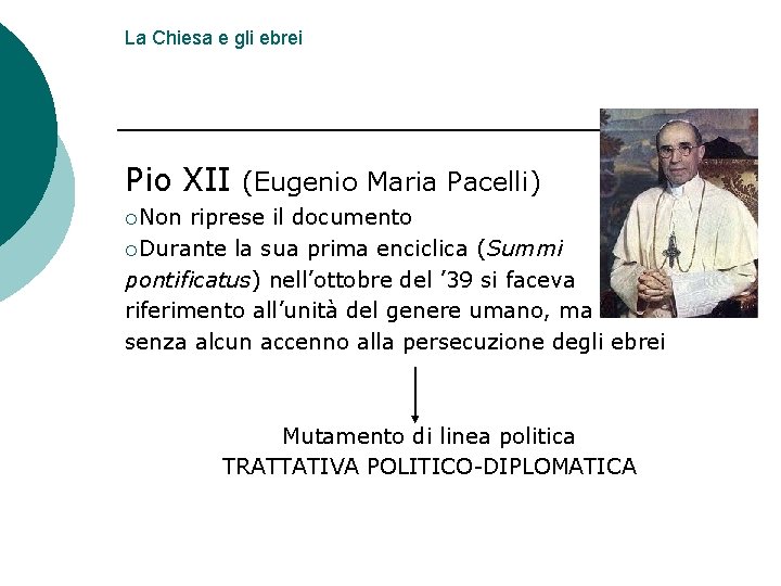 La Chiesa e gli ebrei Pio XII (Eugenio Maria Pacelli) ¡Non riprese il documento