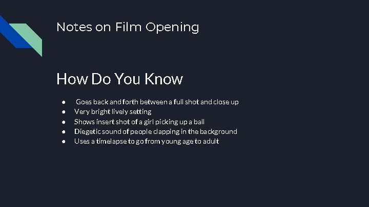 Notes on Film Opening How Do You Know ● ● ● Goes back and