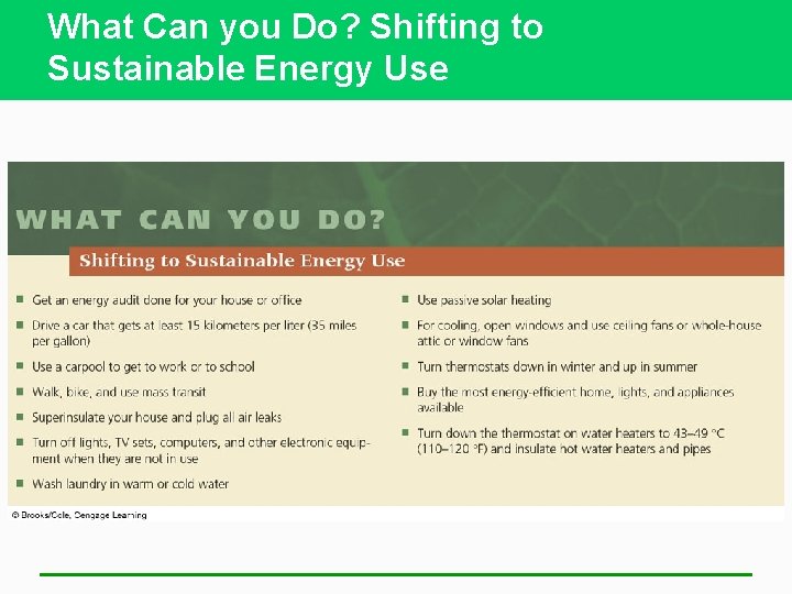 What Can you Do? Shifting to Sustainable Energy Use 