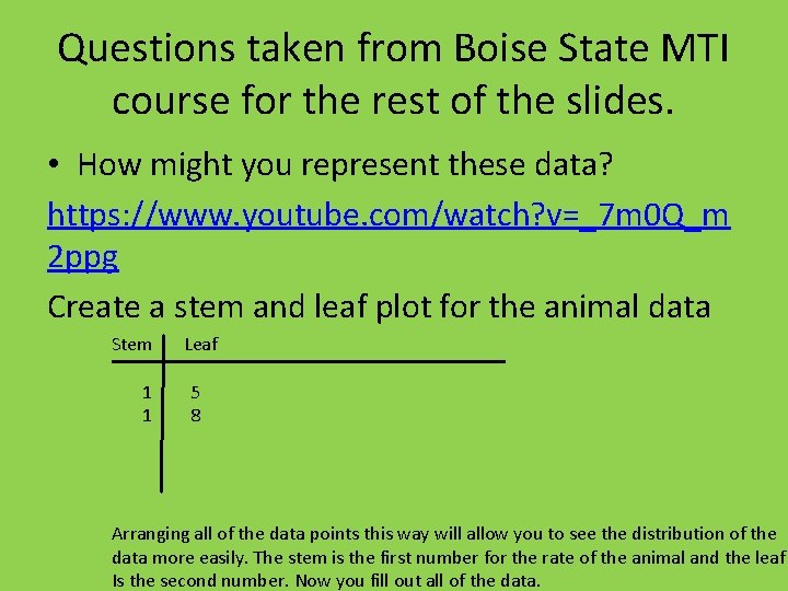 Questions taken from Boise State MTI course for the rest of the slides. •
