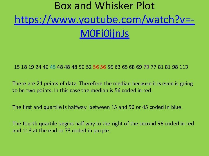 Box and Whisker Plot https: //www. youtube. com/watch? v=M 0 Fi 0 ijn. Js