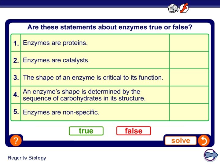 Enzymes: true or false? Regents Biology 