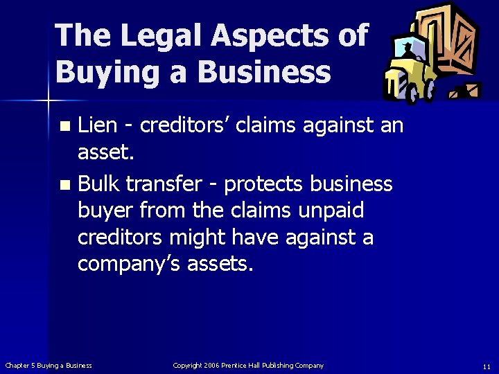 The Legal Aspects of Buying a Business Lien - creditors’ claims against an asset.