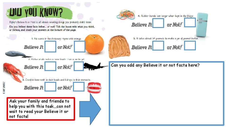 Can you add any Believe it or not facts here? Ask your family and