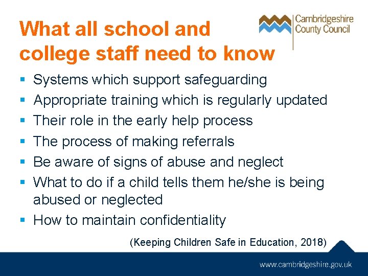 What all school and college staff need to know § § § Systems which