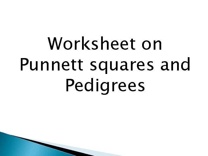 Worksheet on Punnett squares and Pedigrees 