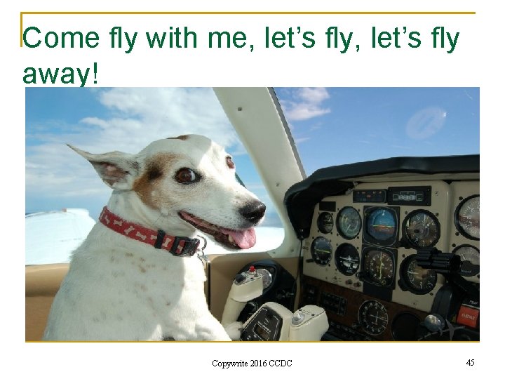 Come fly with me, let’s fly away! Copywrite 2016 CCDC 45 