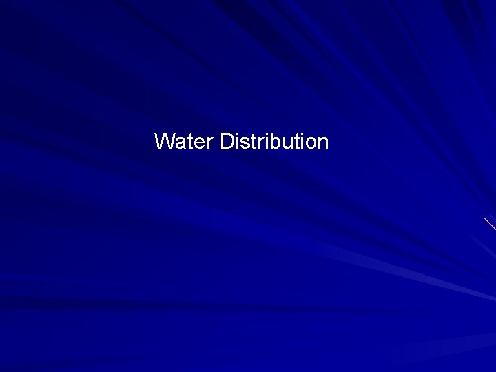 Water Distribution 