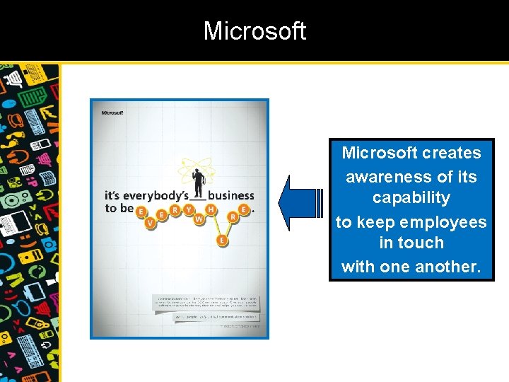 Microsoft creates awareness of its capability to keep employees in touch with one another.