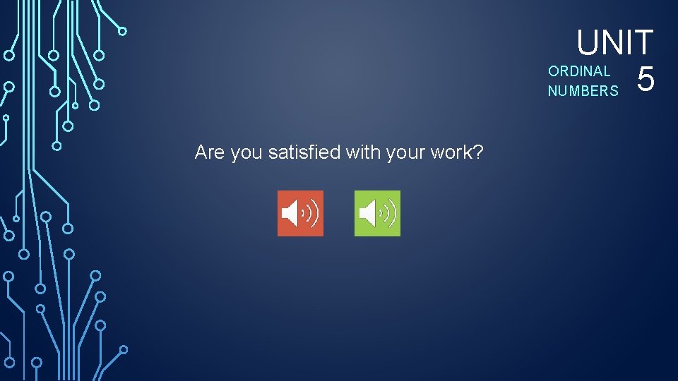 UNIT ORDINAL NUMBERS 5 Are you satisfied with your work? UNIT ORDINAL NUMBERS 5 Are you satisfied with your work?