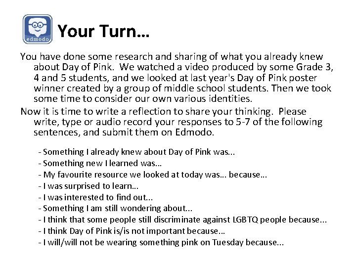 Your Turn… You have done some research and sharing of what you already knew