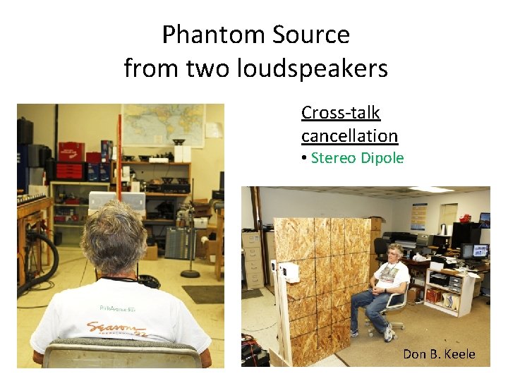 Phantom Source from two loudspeakers Cross-talk cancellation • Stereo Dipole Don B. Keele 