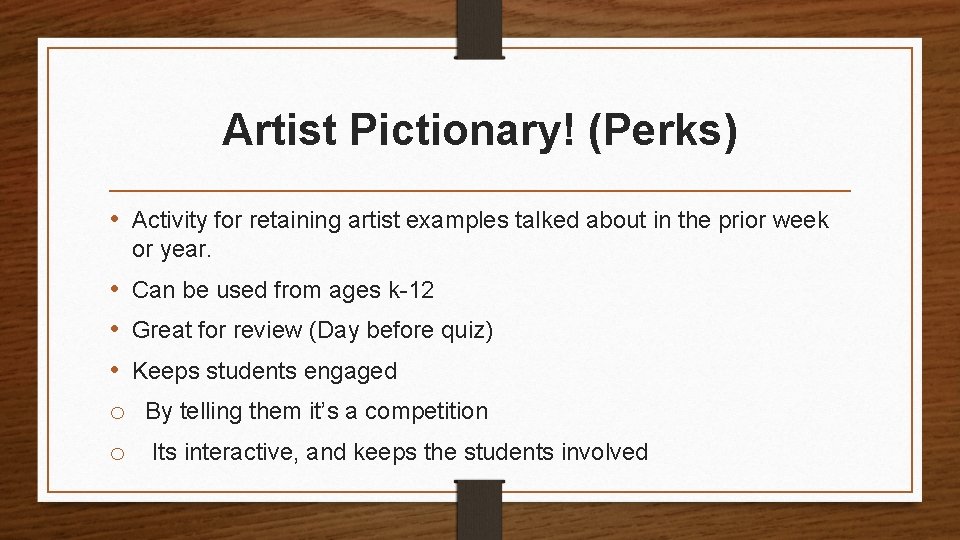 Artist Pictionary! (Perks) • Activity for retaining artist examples talked about in the prior