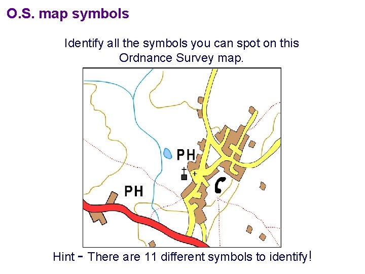 O. S. map symbols Identify all the symbols you can spot on this Ordnance