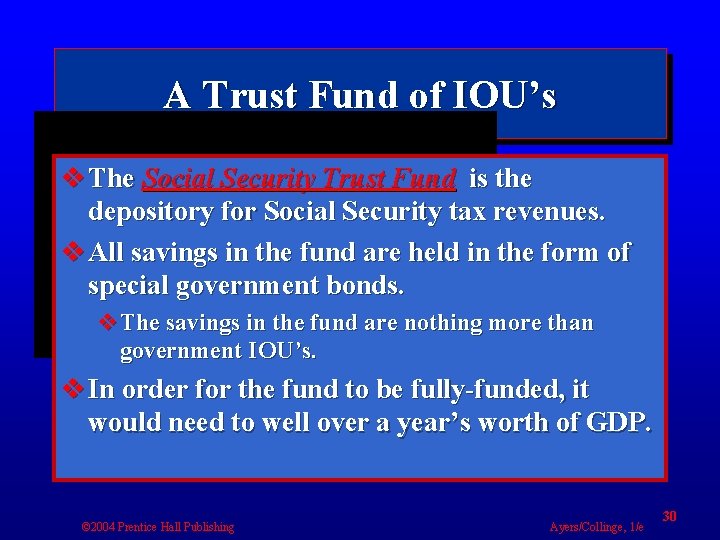 A Trust Fund of IOU’s v The Social Security Trust Fund is the depository