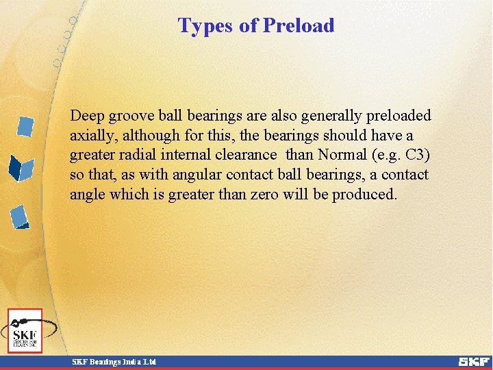Types of Preload Deep groove ball bearings are also generally preloaded axially, although for Types of Preload Deep groove ball bearings are also generally preloaded axially, although for