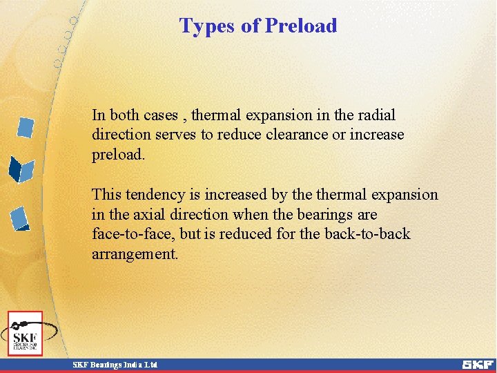 Types of Preload In both cases , thermal expansion in the radial direction serves Types of Preload In both cases , thermal expansion in the radial direction serves