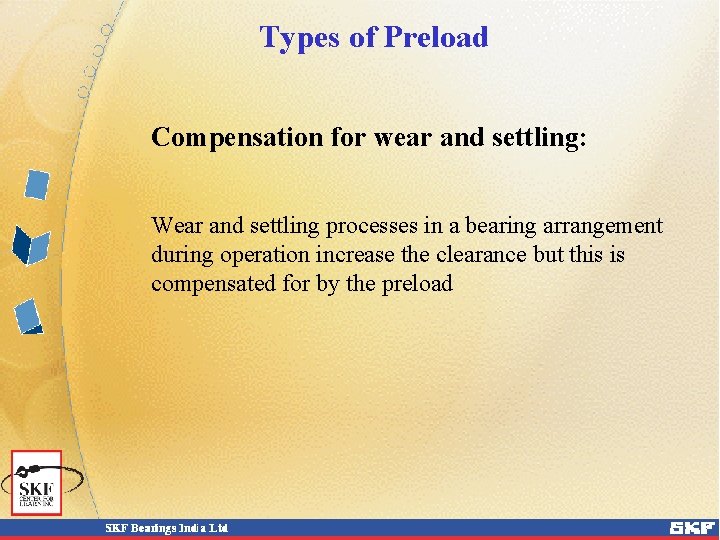 Types of Preload Compensation for wear and settling: Wear and settling processes in a