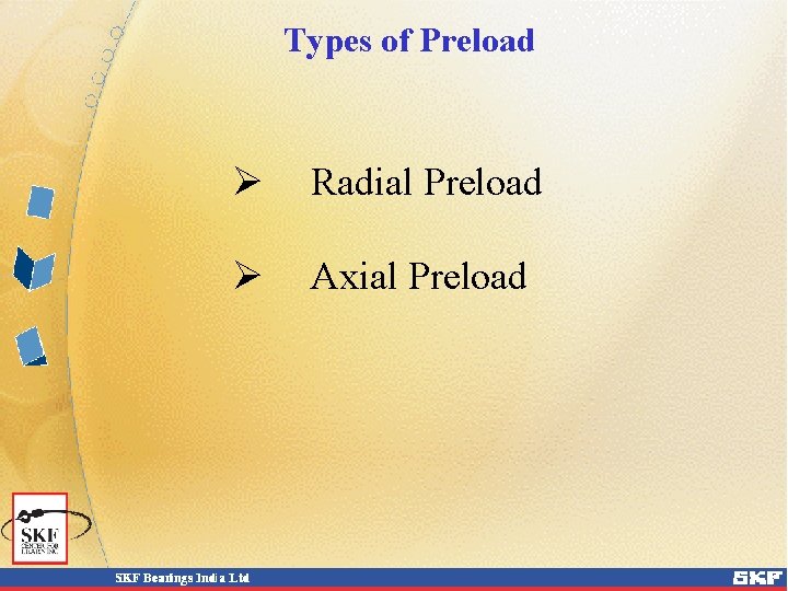 Types of Preload Ø Radial Preload Ø Axial Preload Types of Preload Ø Radial Preload Ø Axial Preload
