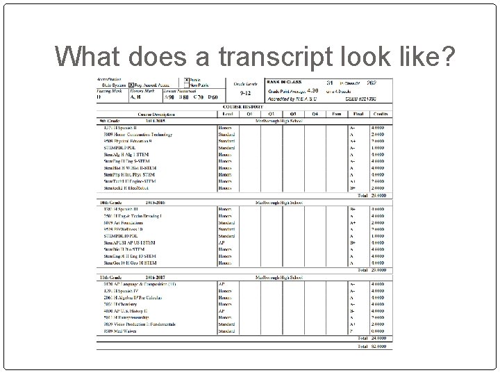 What does a transcript look like? 